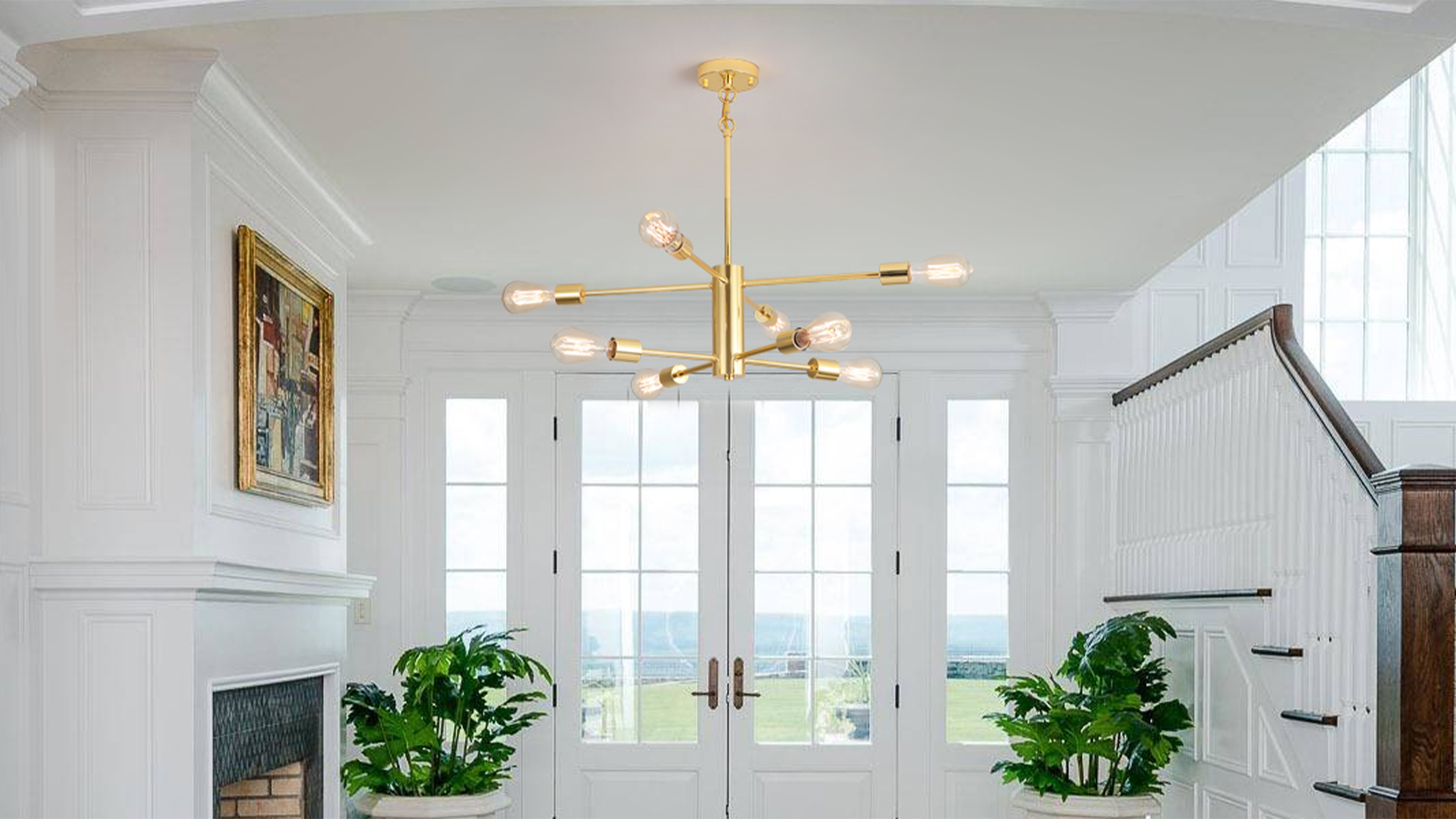 SASA✴︎ Amazon.com: AMZASA Gold Sputnik Chandelier 8 Light Modern